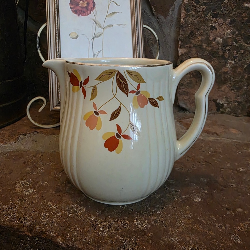 Vintage Halls Superior Autumn Leaf Pitcher Mary Dunbar Jewel Tea Ceramic Jug 6.5